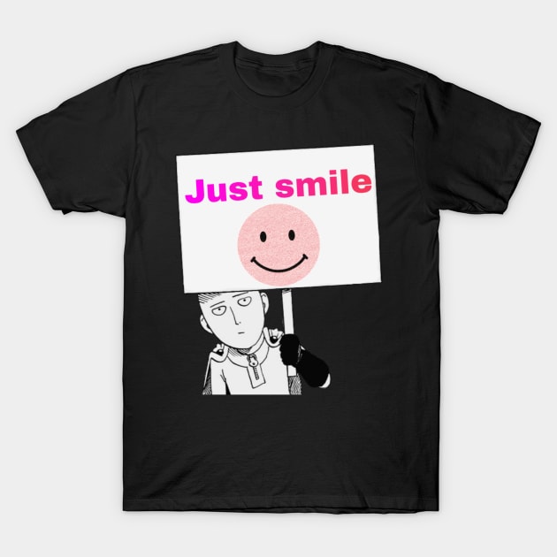 Funny shirt with aword (just smile) style shirt T-Shirt by Superboydesign